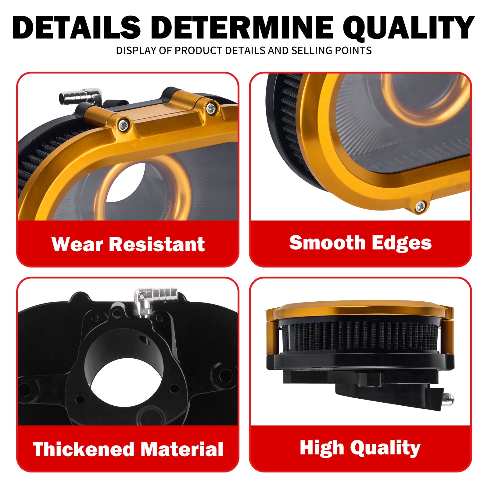 Air Cleaner Filter Oval Gold For Harley Touring CVO Road Street Glide 2023-2025