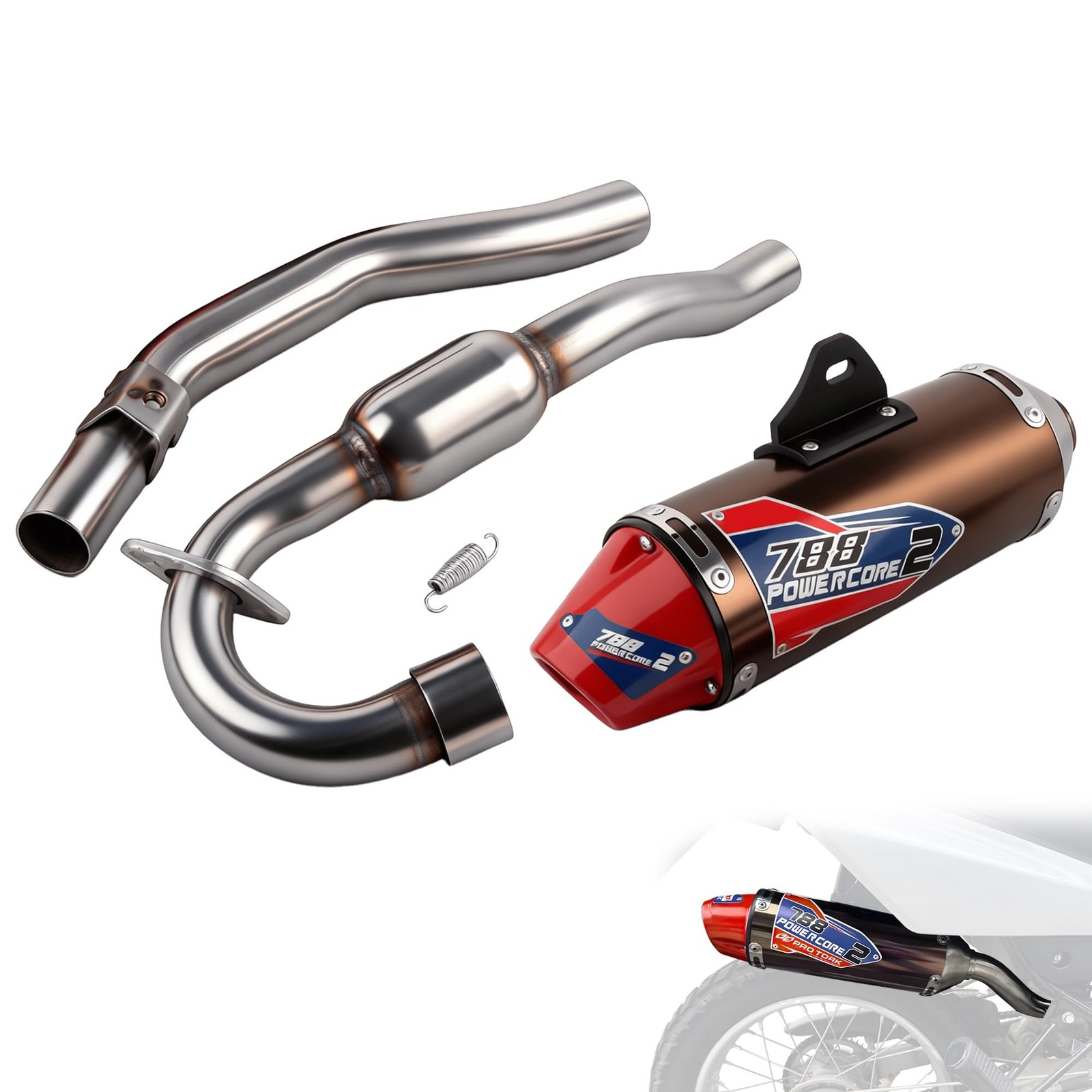JFG RACING Dirt Bike Slip On Exhaust,Motorcycle Muffler Pipe Exhaust, Red