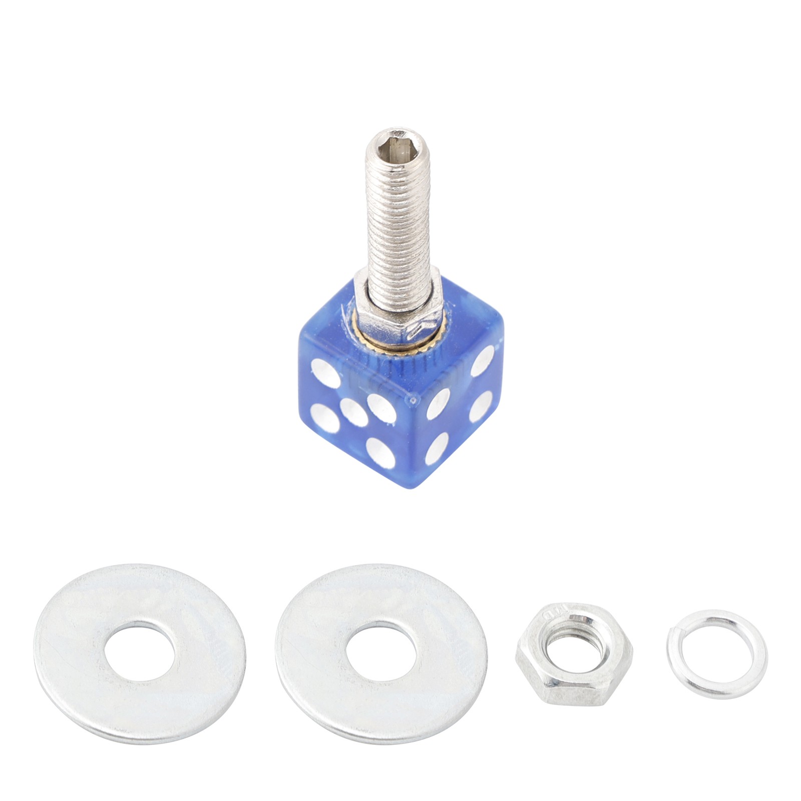 2x Motorcycle Bike Plastic Blue Dice License Plate Bolt On Screw On Frame Nut