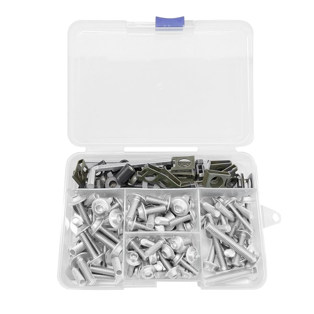 155Pcs Silver Fairing Screws Bolts Fastener Nut Kit Universal Motorcycle Bike US