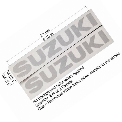 Suzuki REFLECTIVE WHITE 8.25in 21cm decals stickers samurai 750 1000 gsx r 250 s
