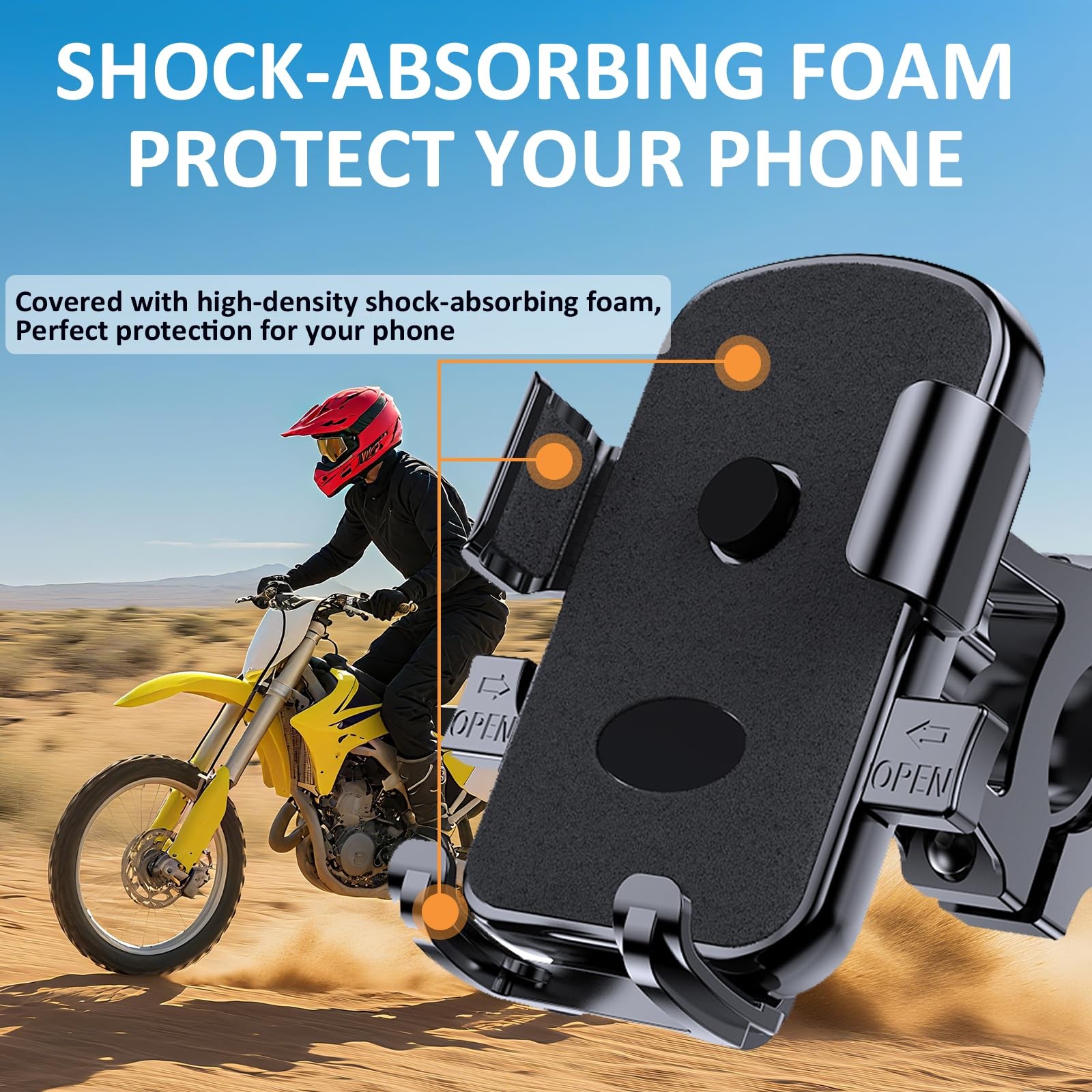 Bike Phone Mount Holder, Motorcycle for 4.7-7.2 inches, Black