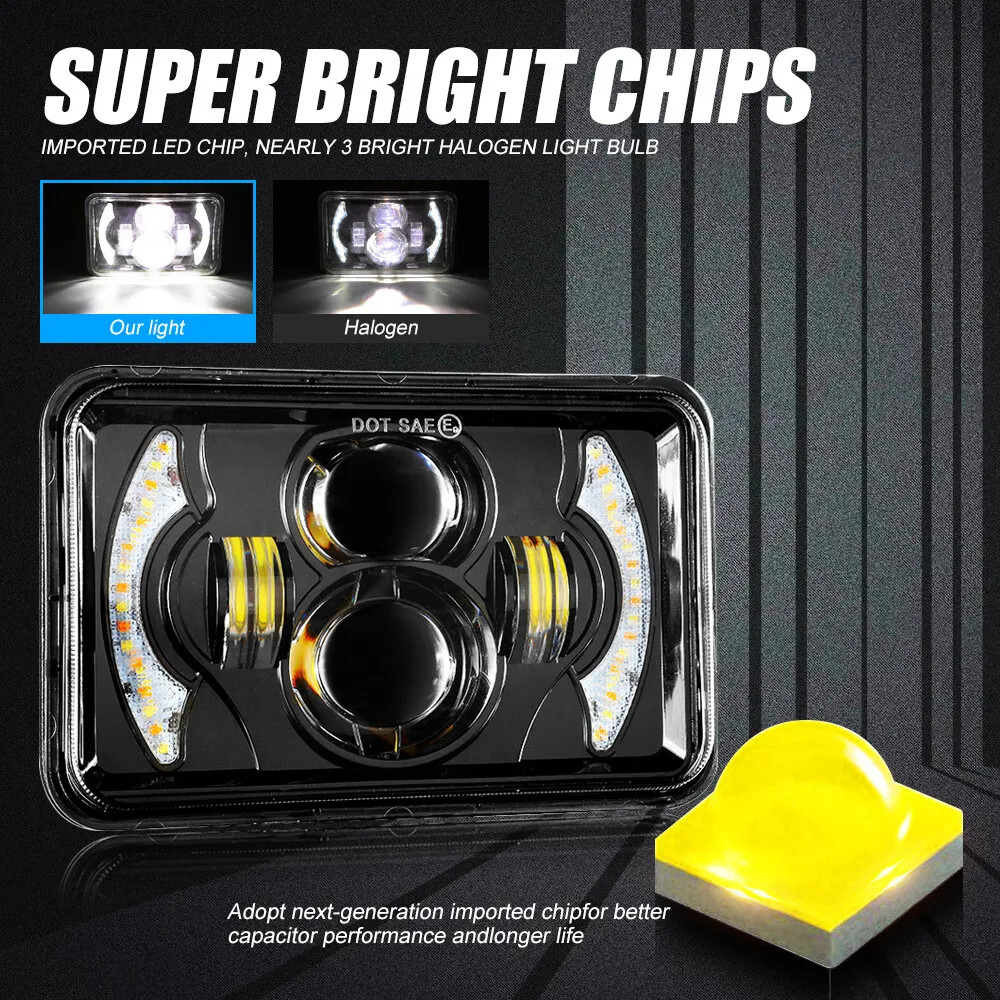 4×6″ LED Headlight Halo Projector Hi-Lo Sealed Beam For YAMAHA TW200 DT 125 RE