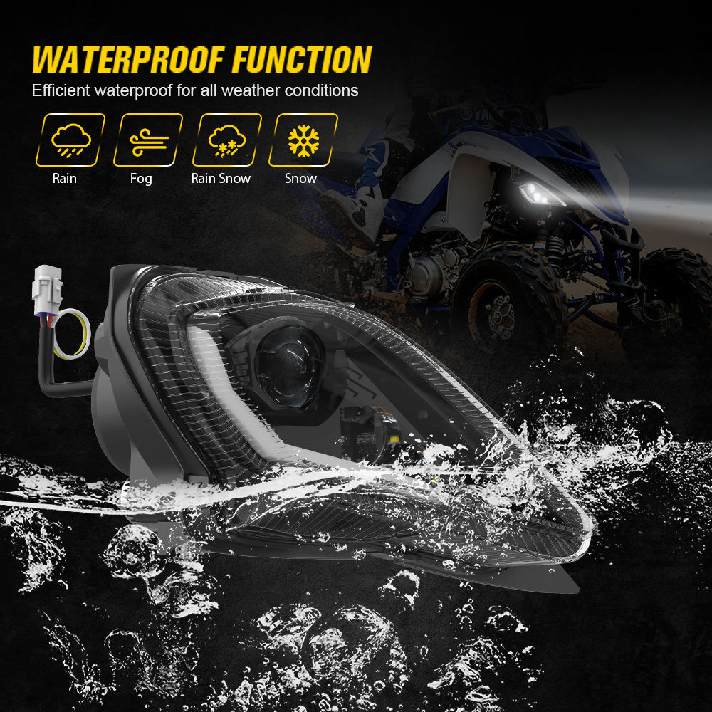 Led Headlights Assembly for Yamaha Raptor 250 350 700 YFZ 450 450R 450X 2006-22