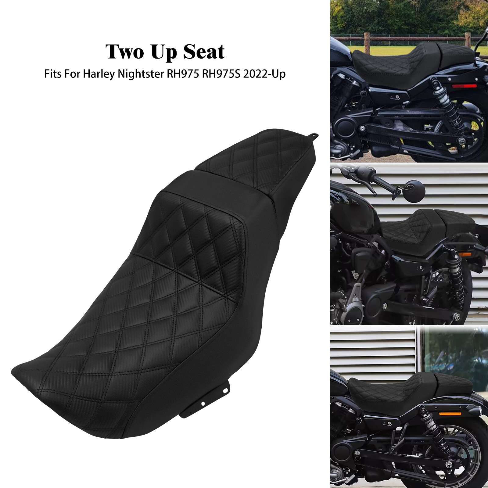 Driver Passenger Seat Black Stitching Diamond For Harley Nightster RH975 22-25