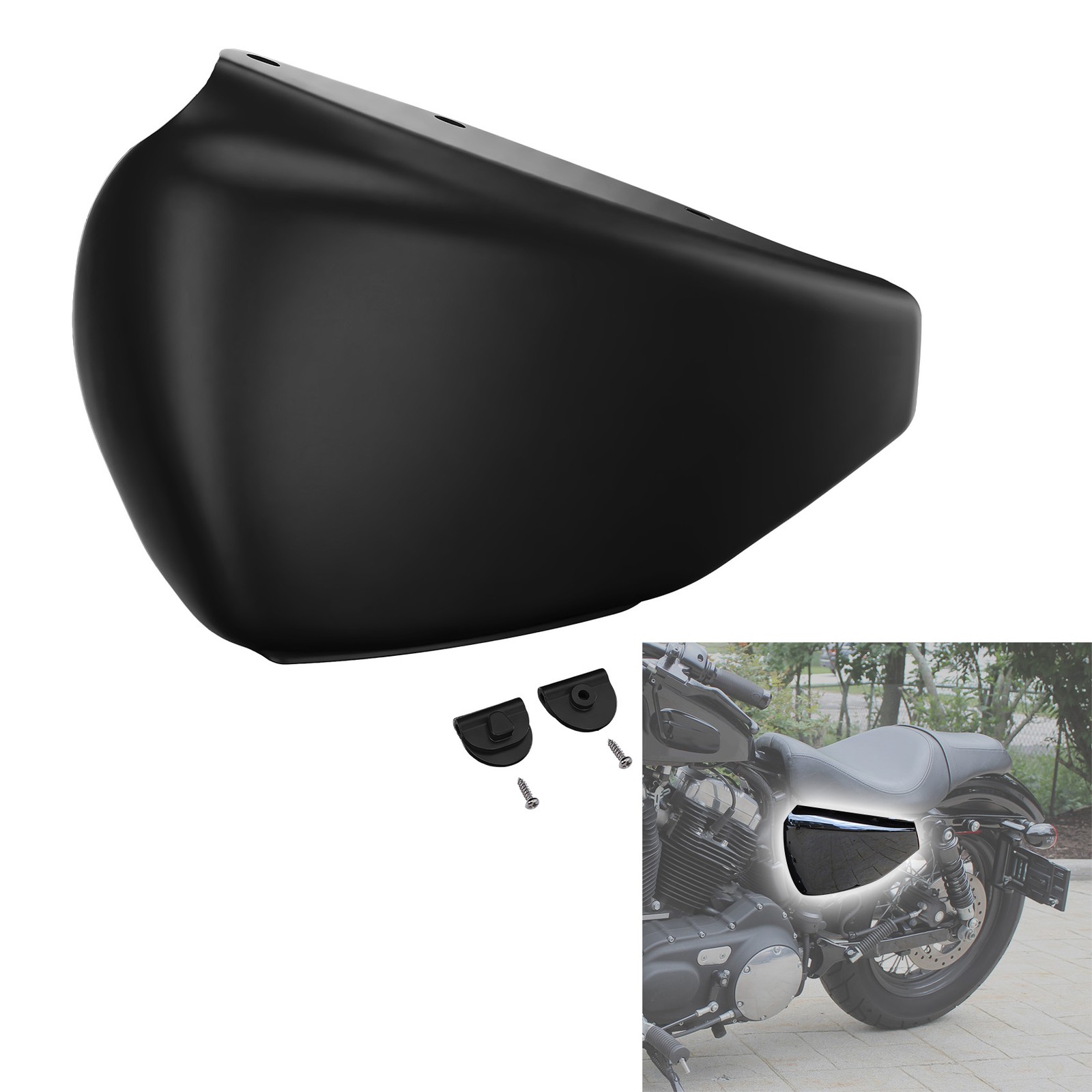 Left Side Battery Cover Kit Fit for Harley Sportster 1200 Iron 883 2004-2013