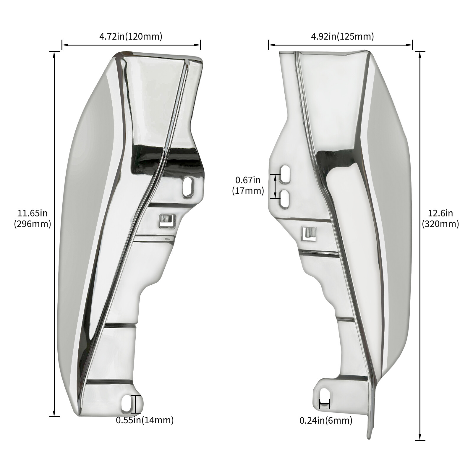 Mid-Frame Air Deflector ABS Heat Shield Chrome For Harley Road King 2009-2024