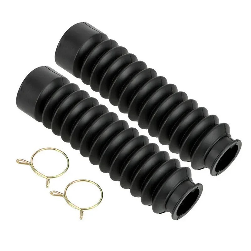 2x Universal Motorcycle Front Rubber Fork Boots Shock Absorber Dust Cover Black
