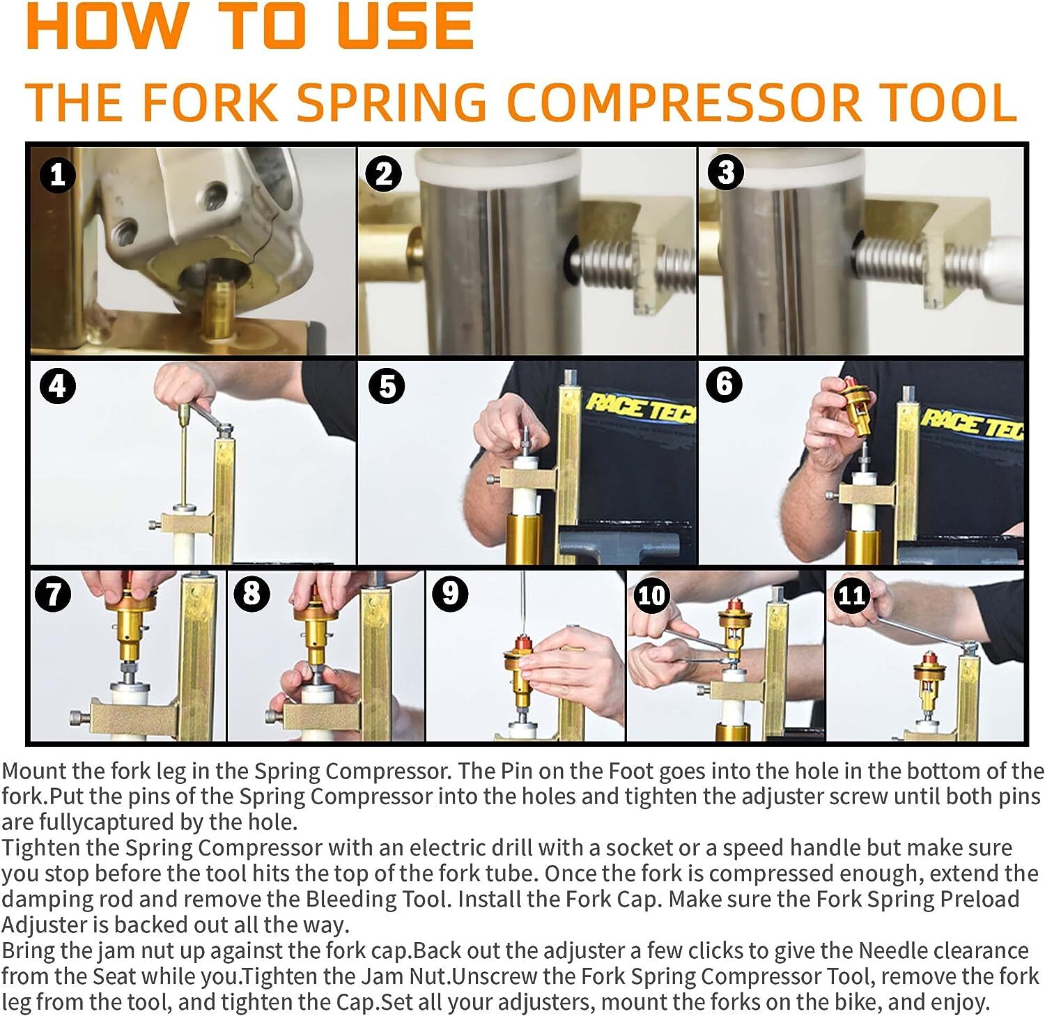 TFSC 01 Fork Spring Compressor Tool for Most Current Sport Bikes and Road Racers