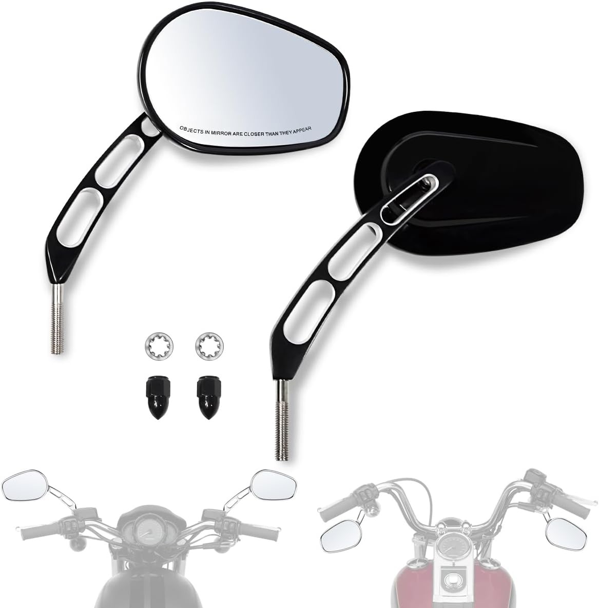 Handlebar Mount Mirrors,Left & Right Side Rearview mirrors for 1982-2025 Harley