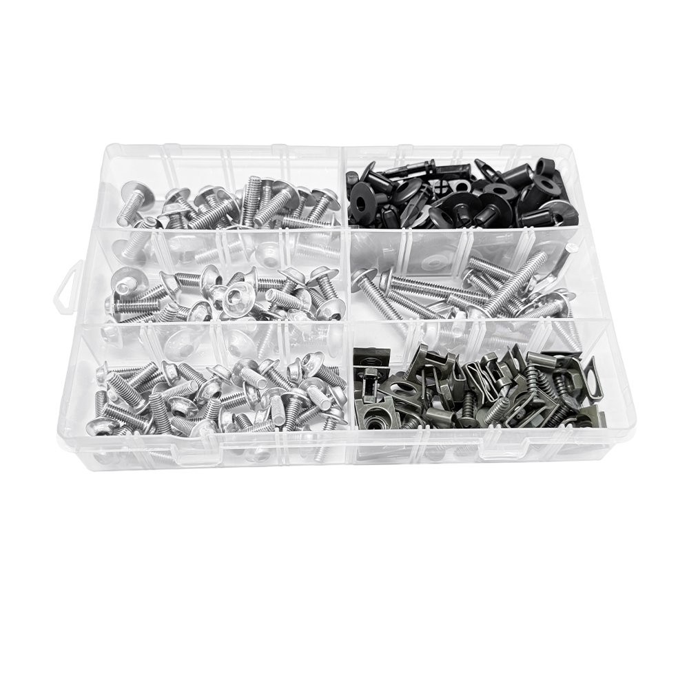253pcs Motorcycle Complete Fairing Bolts Kit Bodywork Screws Nuts Silver M5 M6