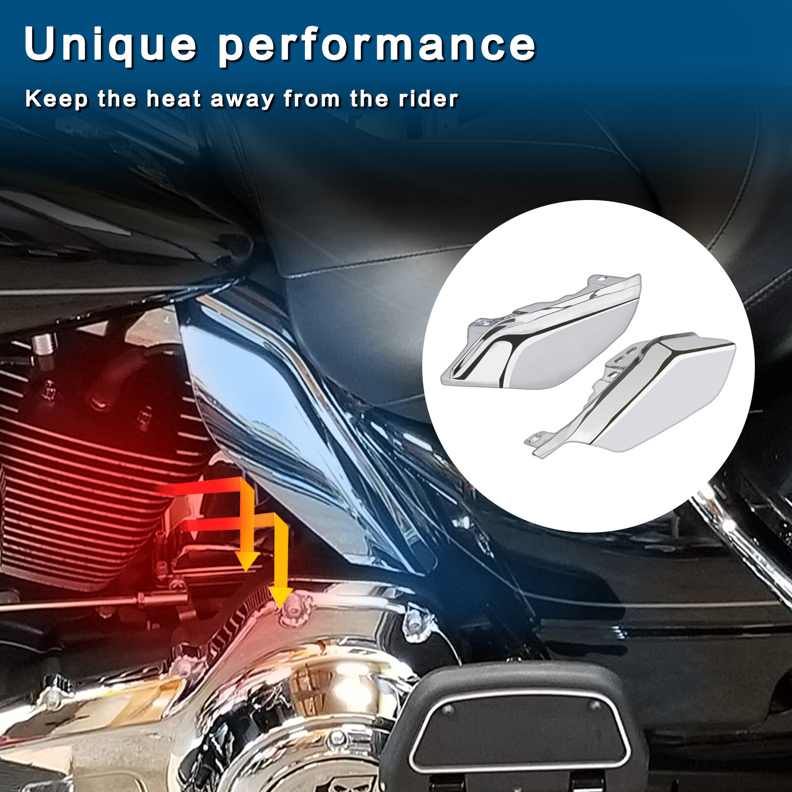 Mid-Frame Air Deflector ABS Heat Shield Chrome For Harley Road King 2009-2024