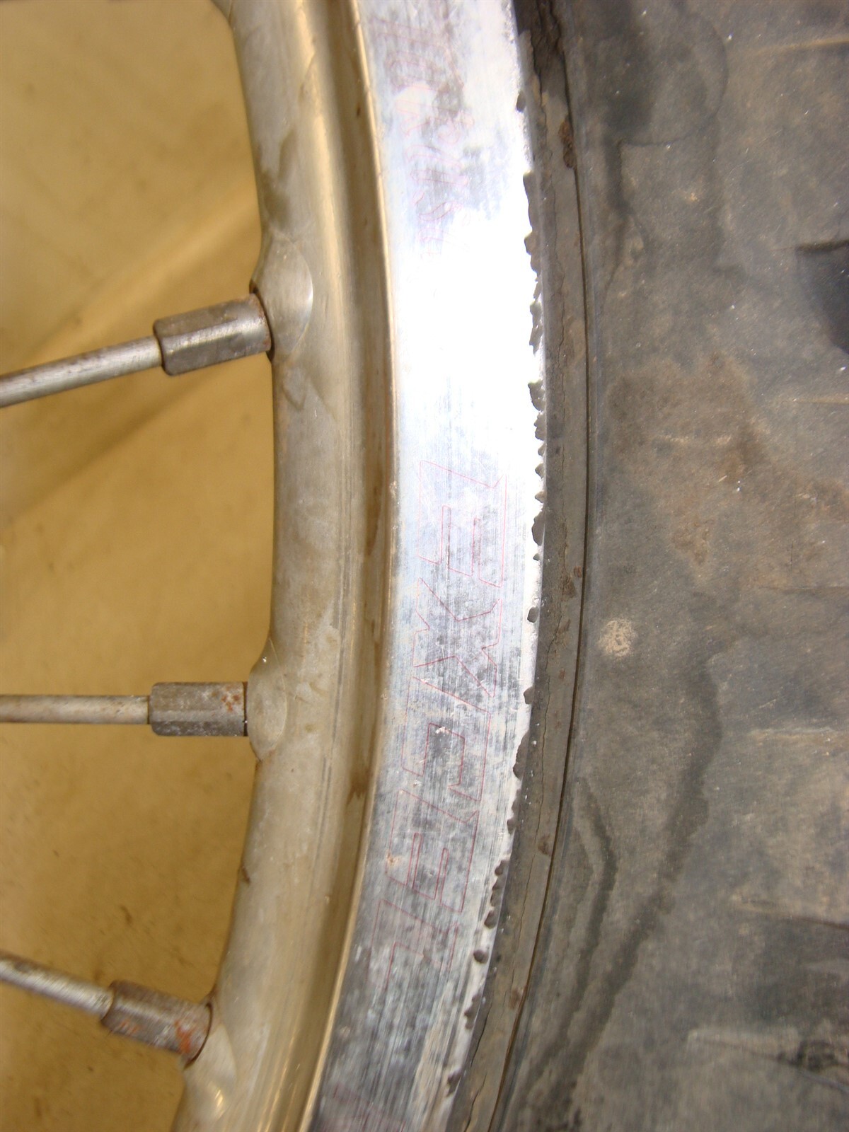 1988 CAGIVA WMX 125 oem AHRMA WRK front wheel rim tire rotor Takasage Excell