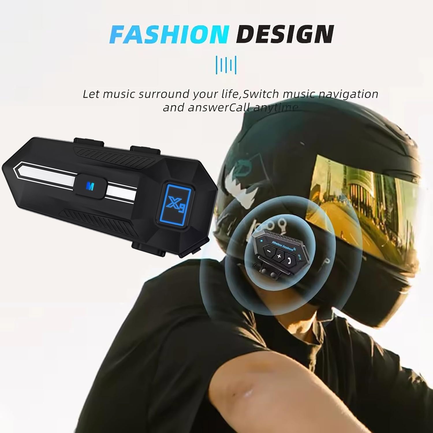 US Motorcycle Helmet Headset Bluetooth 5.3 Wireless Headphone Speaker Hands-Free