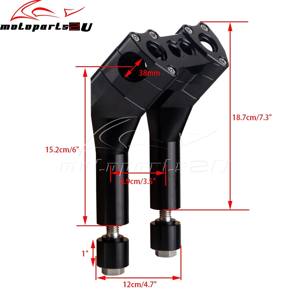 Motorcycle Aluminum Handlebar Risers 1-1/2″ 38MM Clamp Universal For Harley Dyna