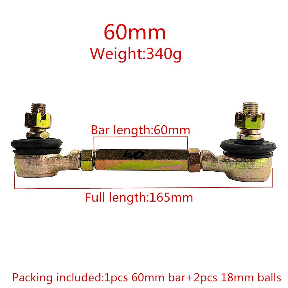 60mm/2.36In Tie Rod M10 Steering Linkage T Style Ball Jointer Left Right Threads