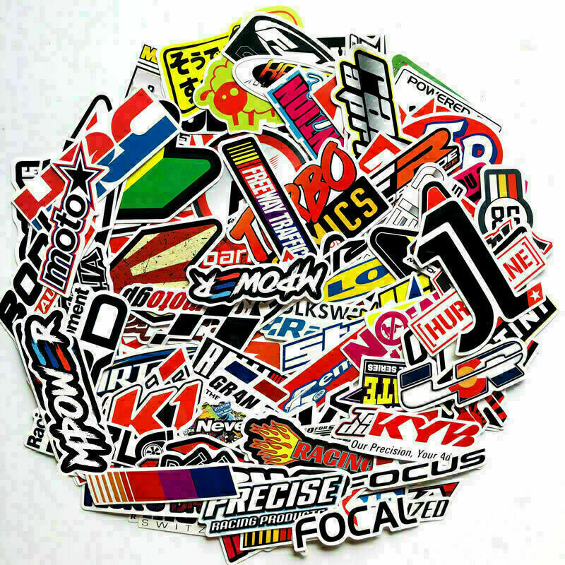 Lot Set of 100 Motorcycle Motocross Decals Stickers Racing Car ATV UTV Dirtbike