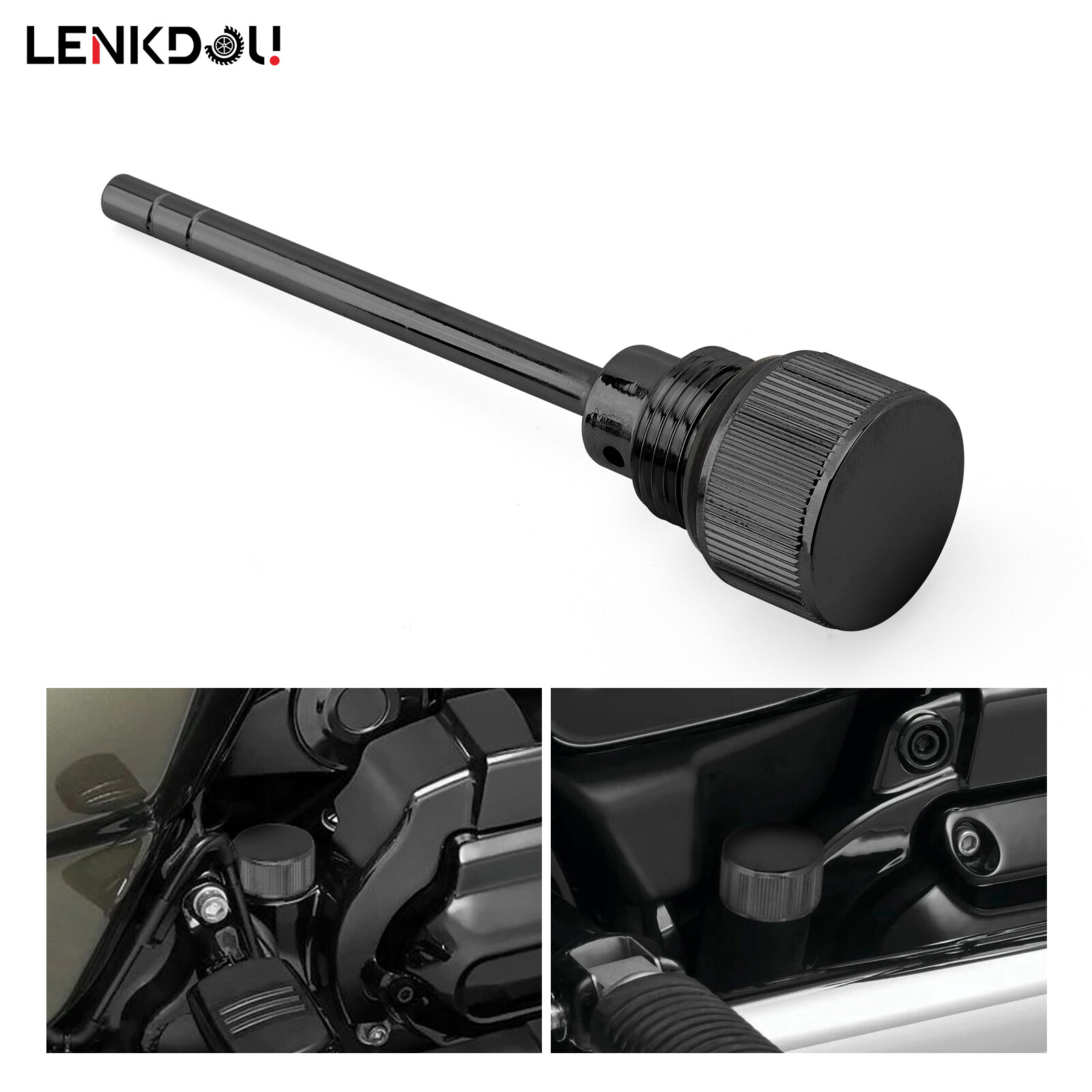 Black Dipstick Transmission Oil Fill Plug US For Harley Softail 06-23 Dyna 06-23