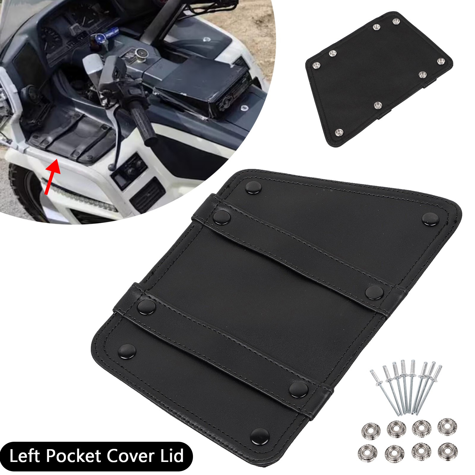 Motorcycle PU Leather Left Pocket Cover Lid For Honda Goldwing GL1500 1988-2000