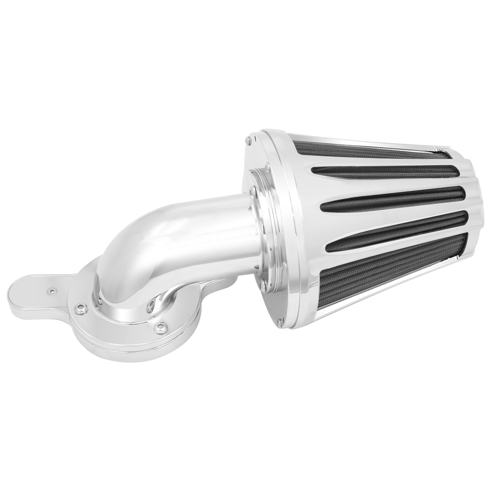 Chrome Grey Intake Cone Air Cleaner Filter Fit For Harley FXR 2000-17 FLH 00-07