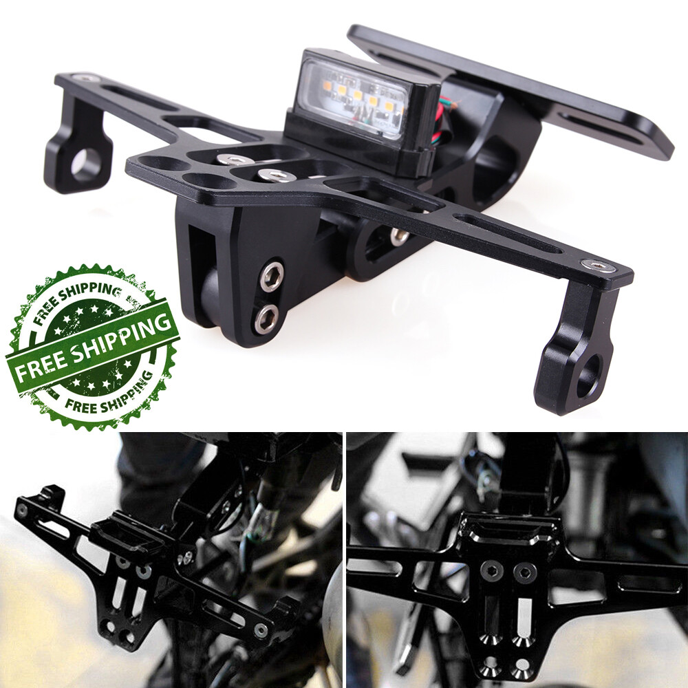Motorcycle Fender Eliminator Kit License Plate Holder Bracket W/ LED Taillight