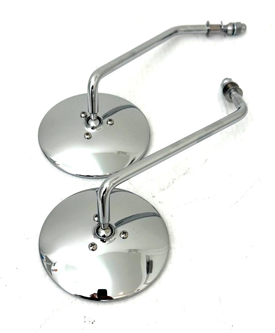 4″ Round Harley Motorcycle Mirrors w/Long 7″ Stem Emgo 20-21795, Chrome, Pair