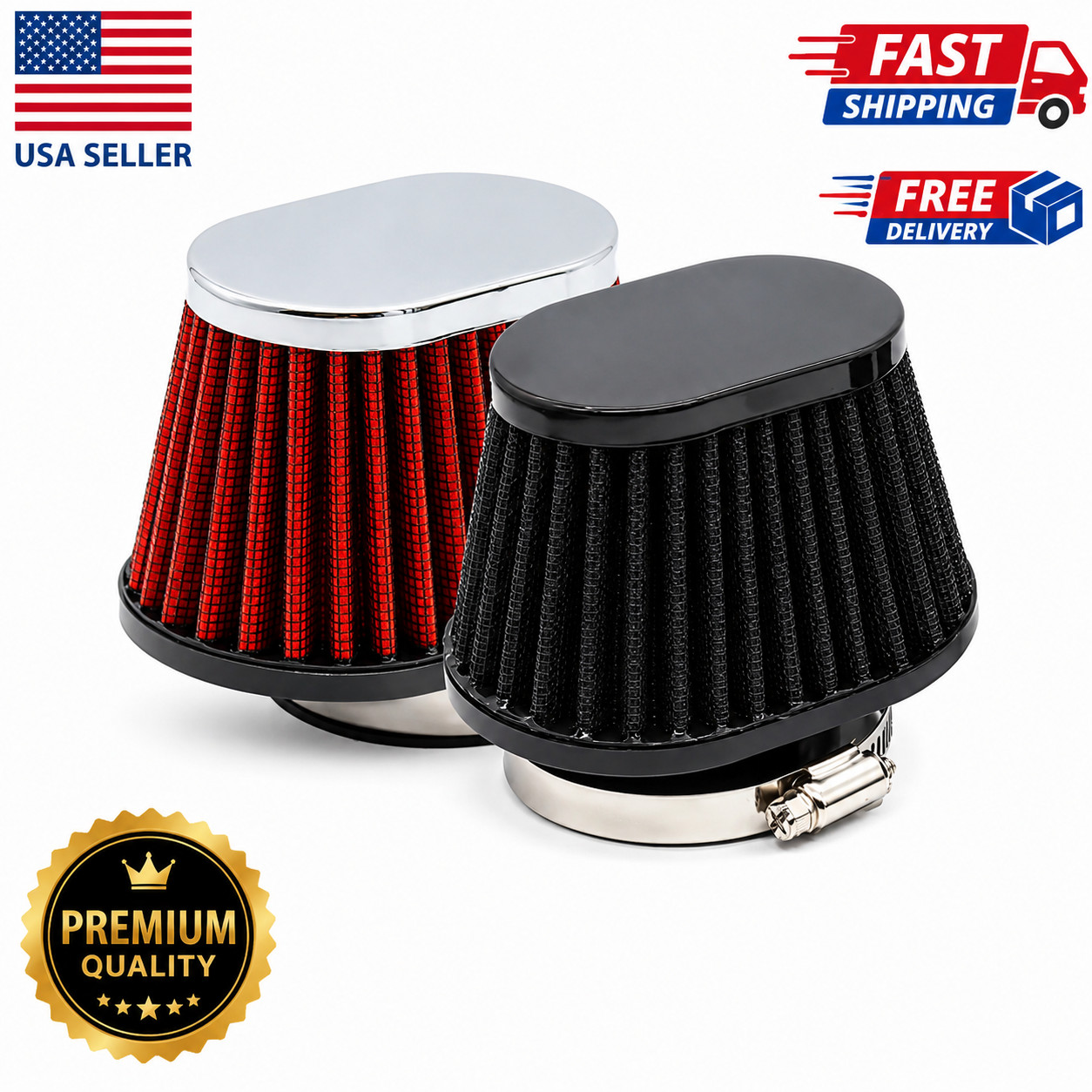 1X blackCarburetor 55mm Air Filter Cleaner For Car Motorcycle Dirt Bike