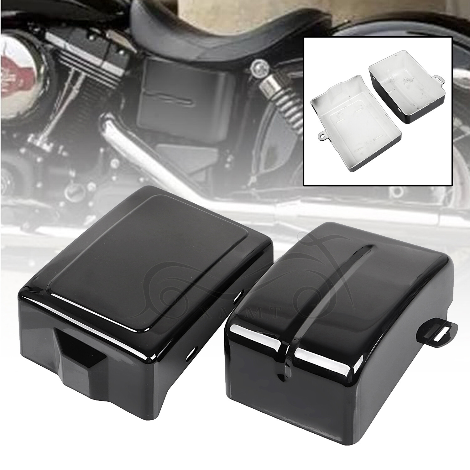 Black Battery Side Cover For Harley Dyna Street Bob FXDB Super Glide Custom FXDC