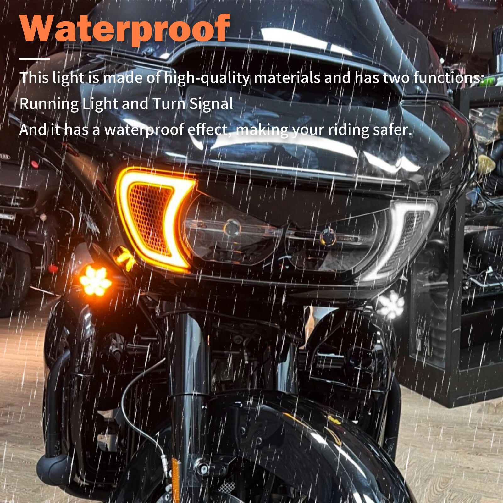Headlight Vent Accent LED Turn Signal Light Clear Lens For Harley Road Glide 15+