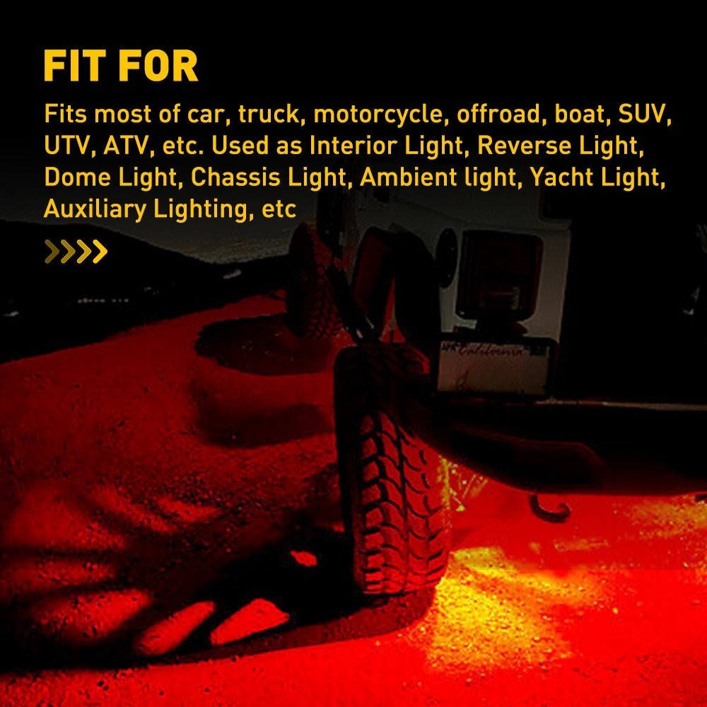 4PCS 36-LED Underbody Light Underglow Bars For Reverse Yacht Dome Light Red Lamp