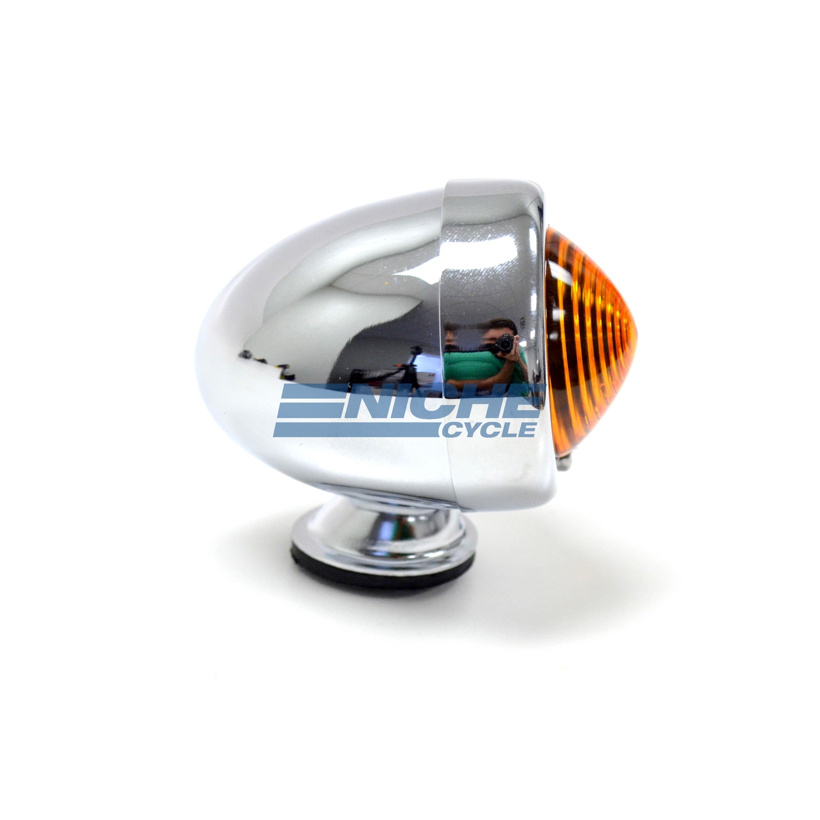 Bullet Bottom Surface Mount Running Light Single Filament 12 Volt Chrome Amber