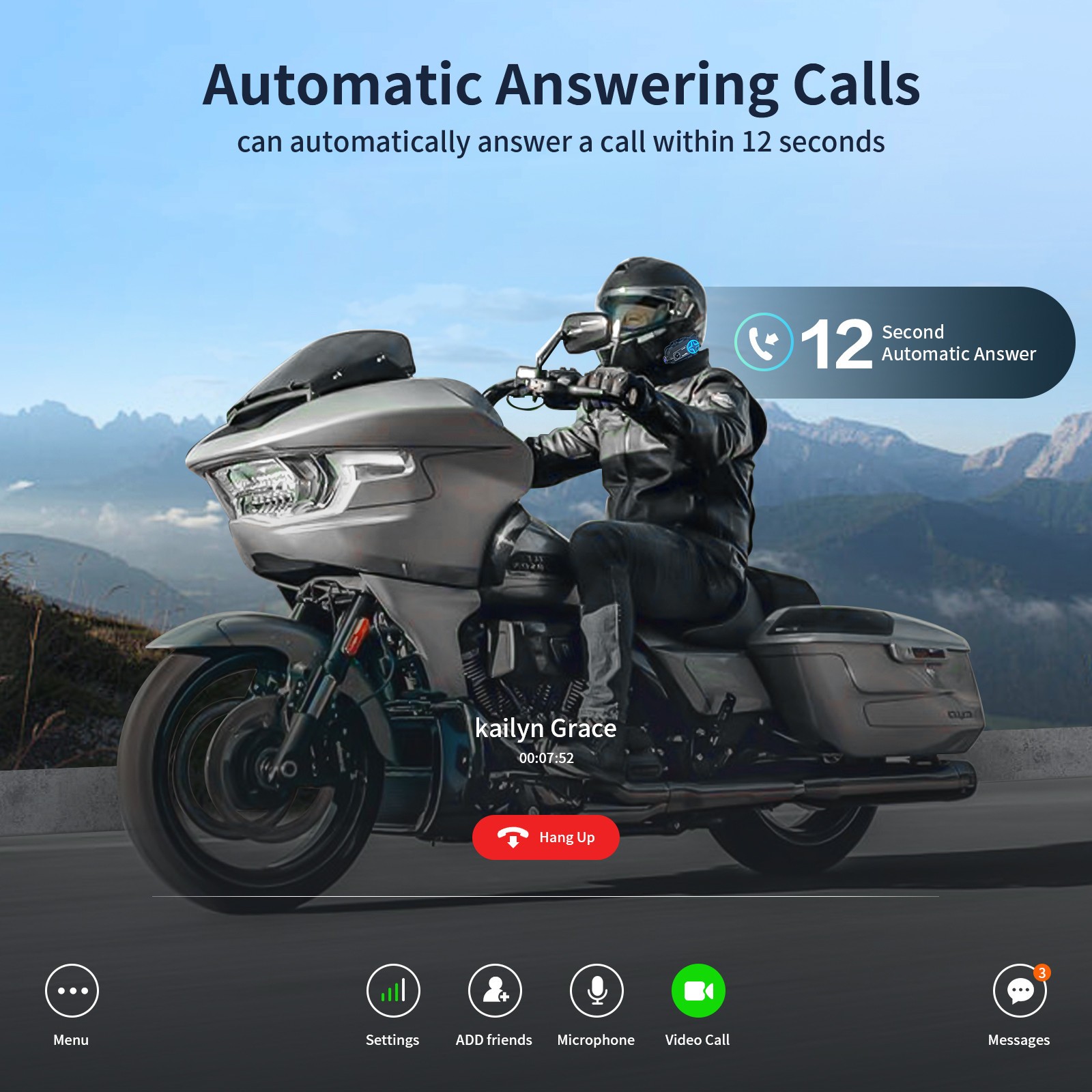 Fodsports FX60C Motorcycle Intercom Bluetooth Helmet Headset HD4K 10 Riders WIFI