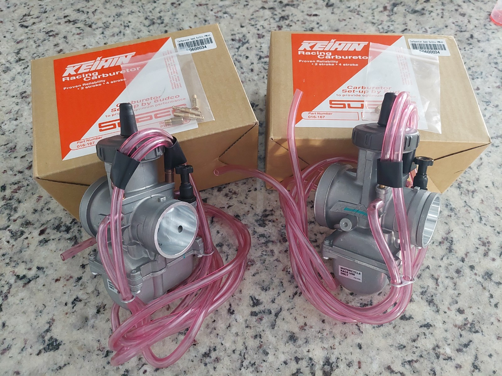 Pair of Aftermarket Keihin 40mm PWK Carbs Carburetor 2 PCS New With Jets