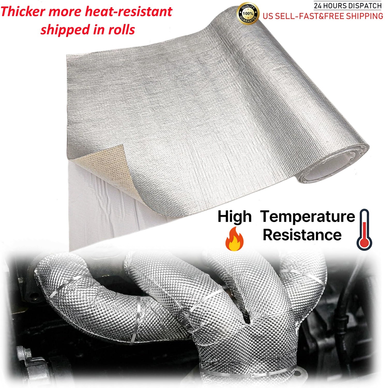 Exhaust Heat Shield Car Muffler Exhaust Wrap Heat Pipe High Temp Thermal Barrier