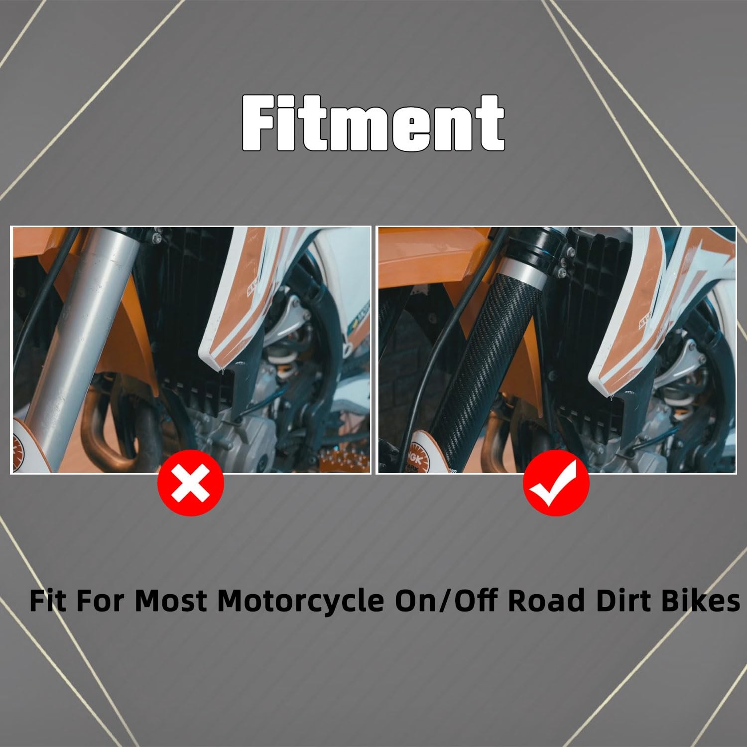 Carbon Fiber Front Fork Shock Guard Covers for Dirt Bike Pit Bike 140-260mm Pair