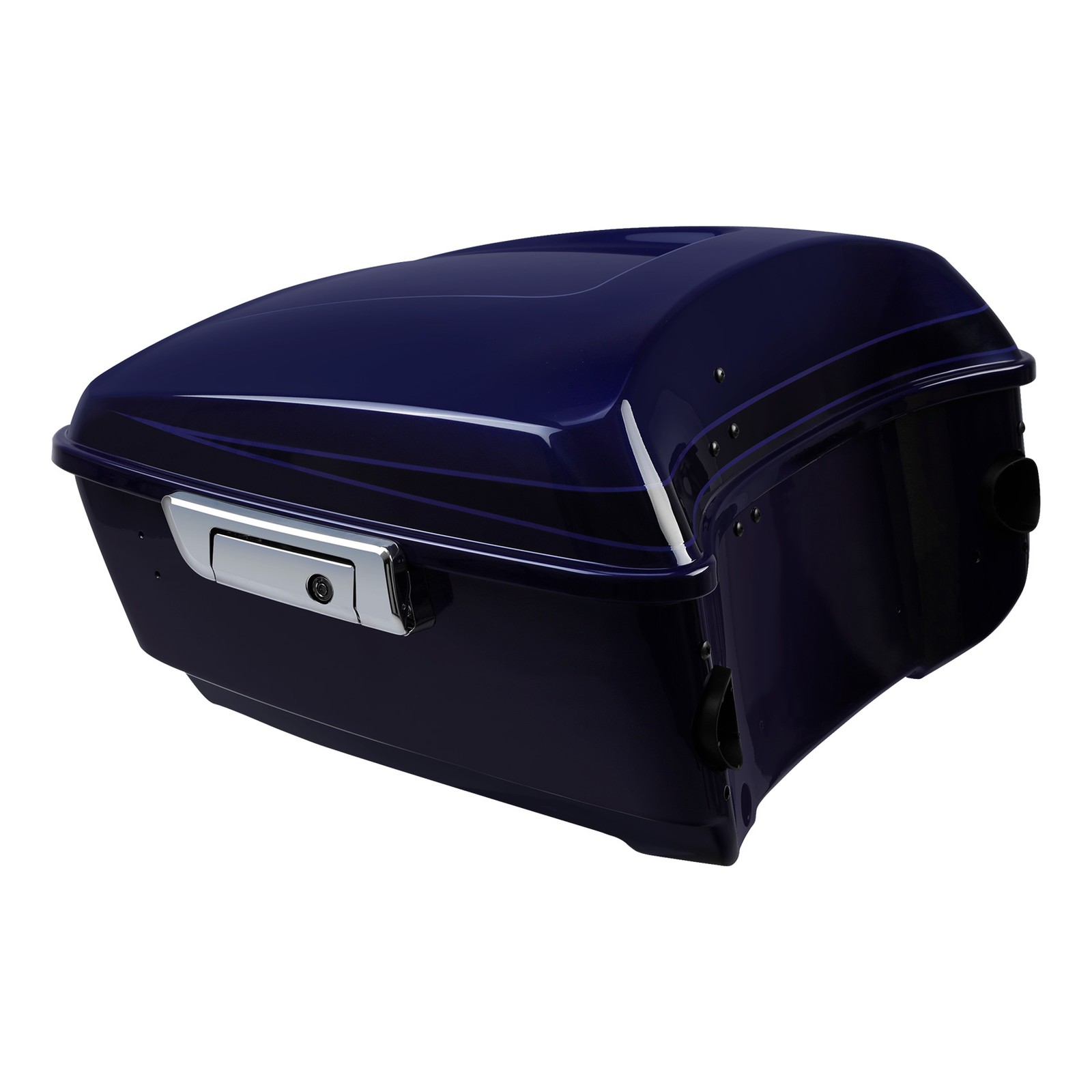 King Trunk w/Pad Mount Rack Fit For Harley Touring 14+ Zephyr Blue/Black Sunglo
