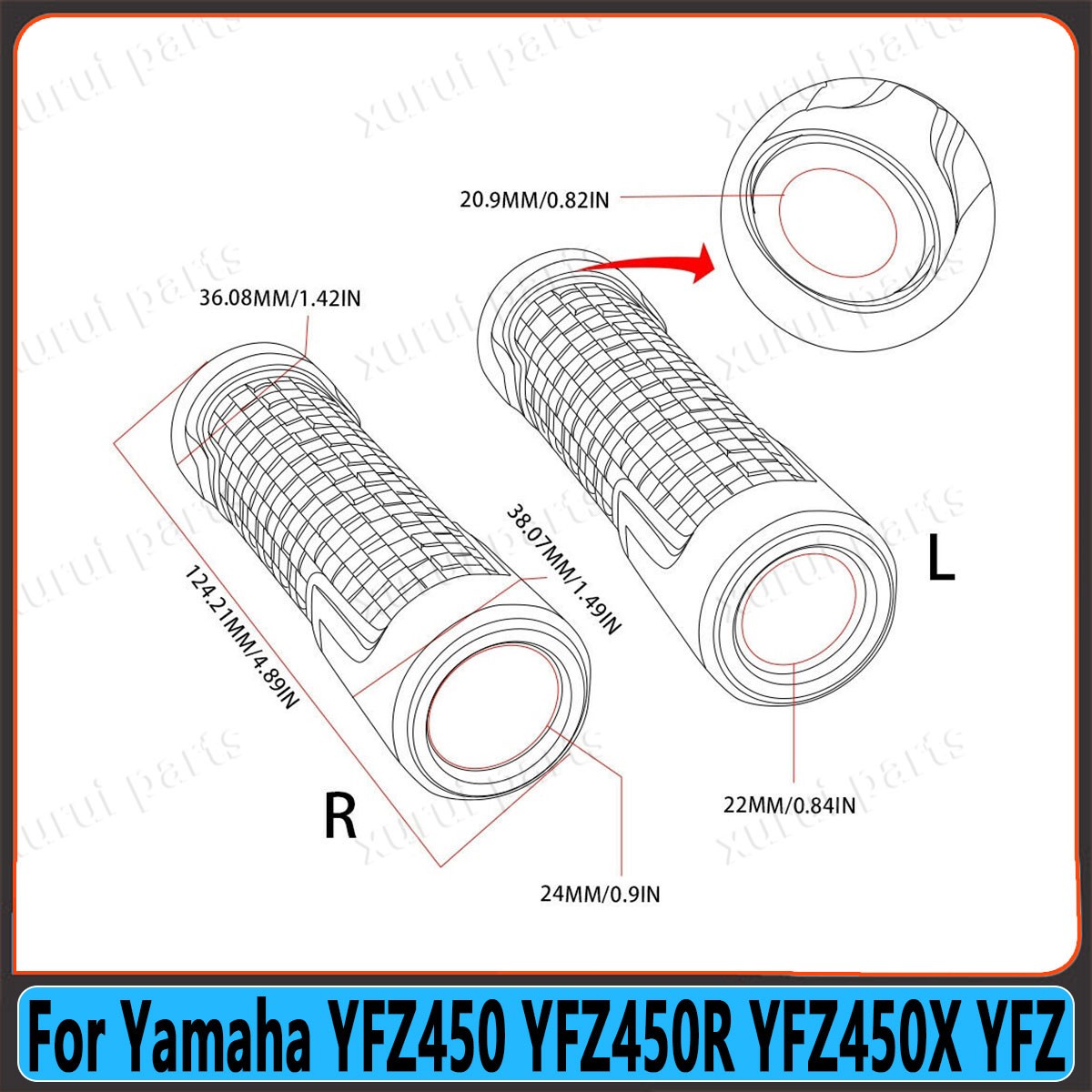 None-Slip Gel Rubber Handlebar Handl Grips For Yamaha YFZ450 YFZ450R YFZ450X YFZ