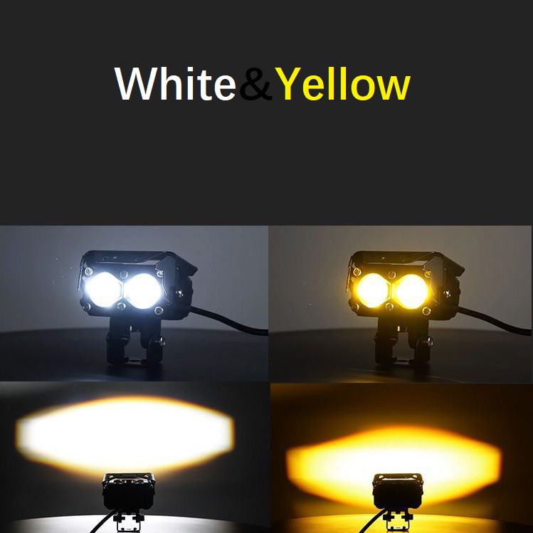 6000K White 3500K YellowDual-Beam LED Aux Fog/Driving Light fit Honda Motorcycle