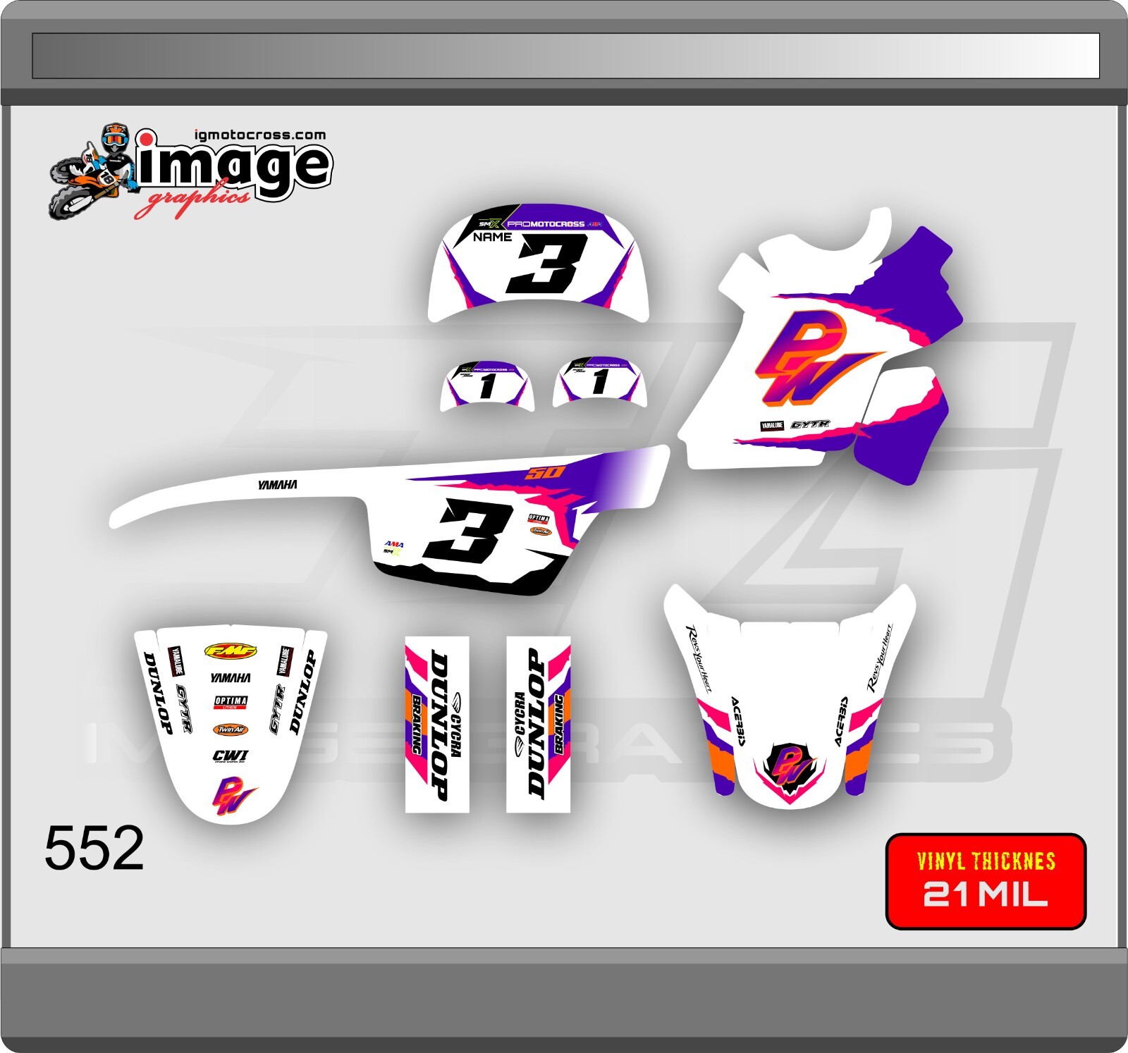 YAMAHA PW50 GRAPHICS KIT DECALS YEAR 1990 – 2024 RETRO PINK MINI PLATES INCL