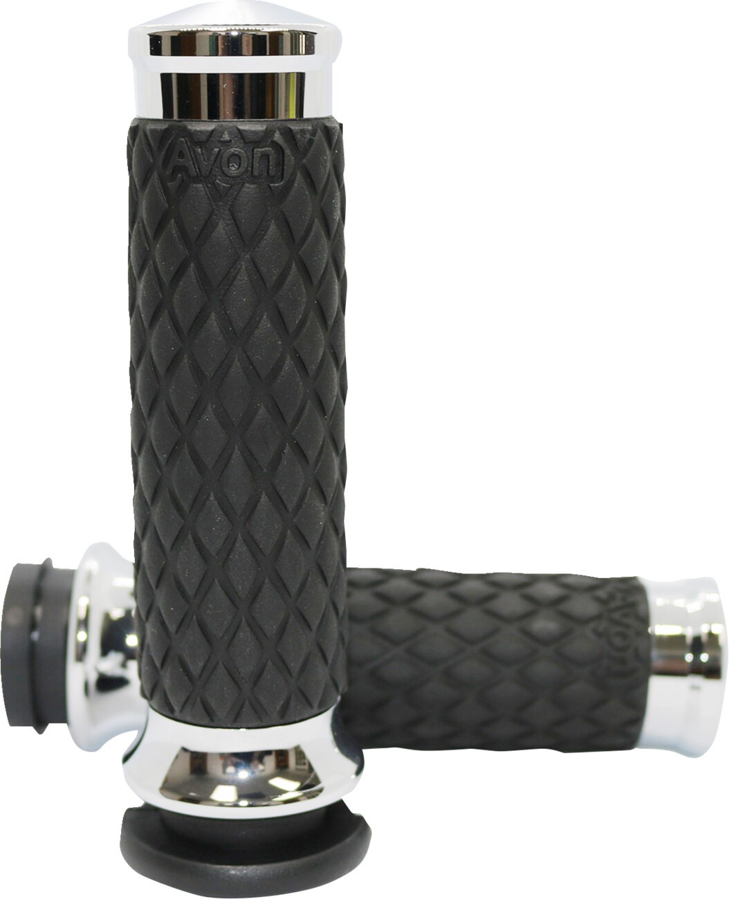 Avon Diamond Contour Grips Chrome Pair 1″ Handlebars
