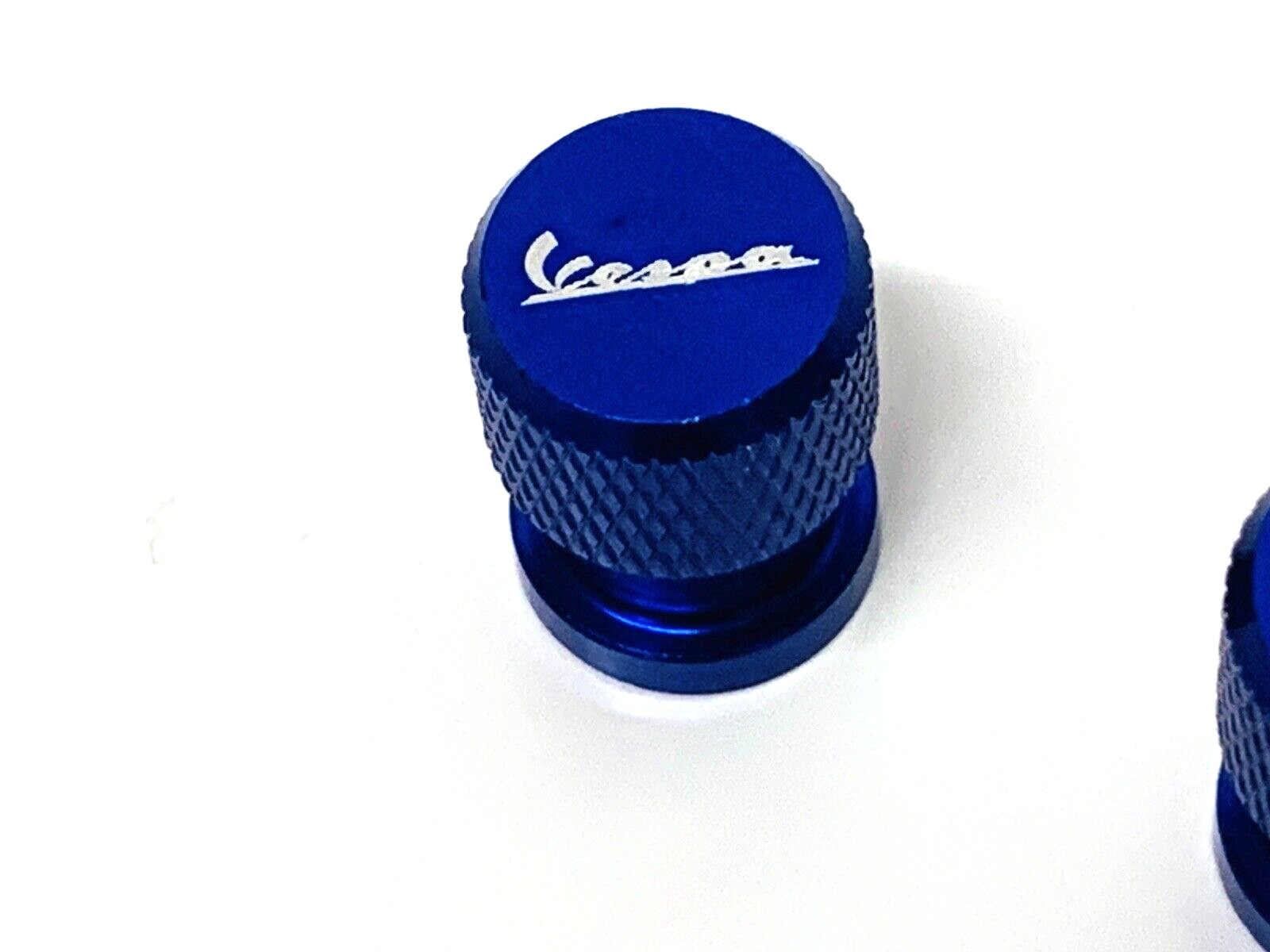 VESPA PX PK T5 PE BLUE ANNODISED ALUMINIUM BILLET MACHINED CUSTOM AIR VALVE CAPS