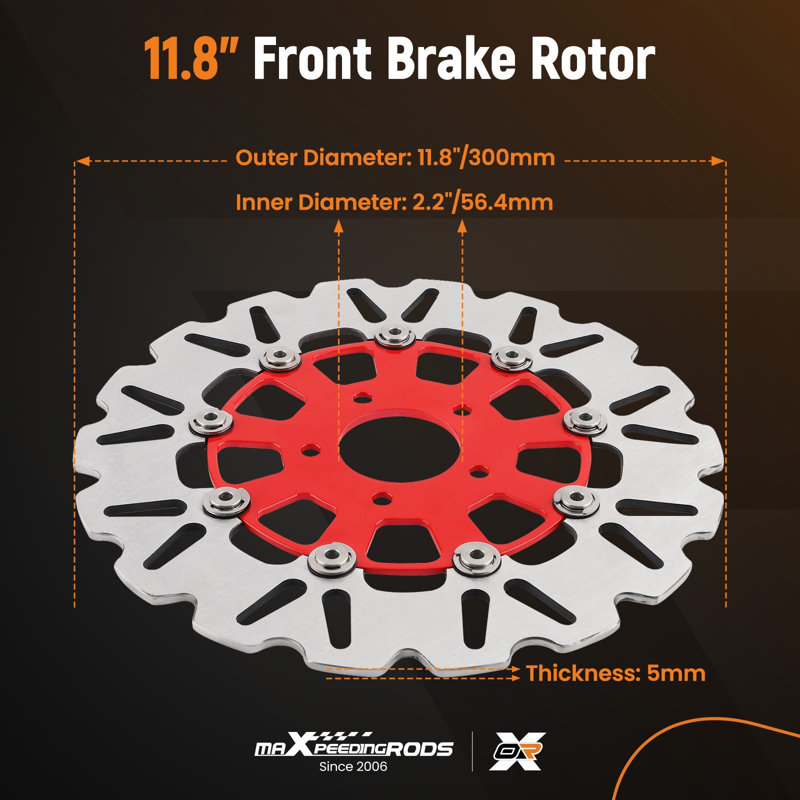 11.8in Front Floating Brake Rotors for Harley-Davidson Touring Softail Dyna Red