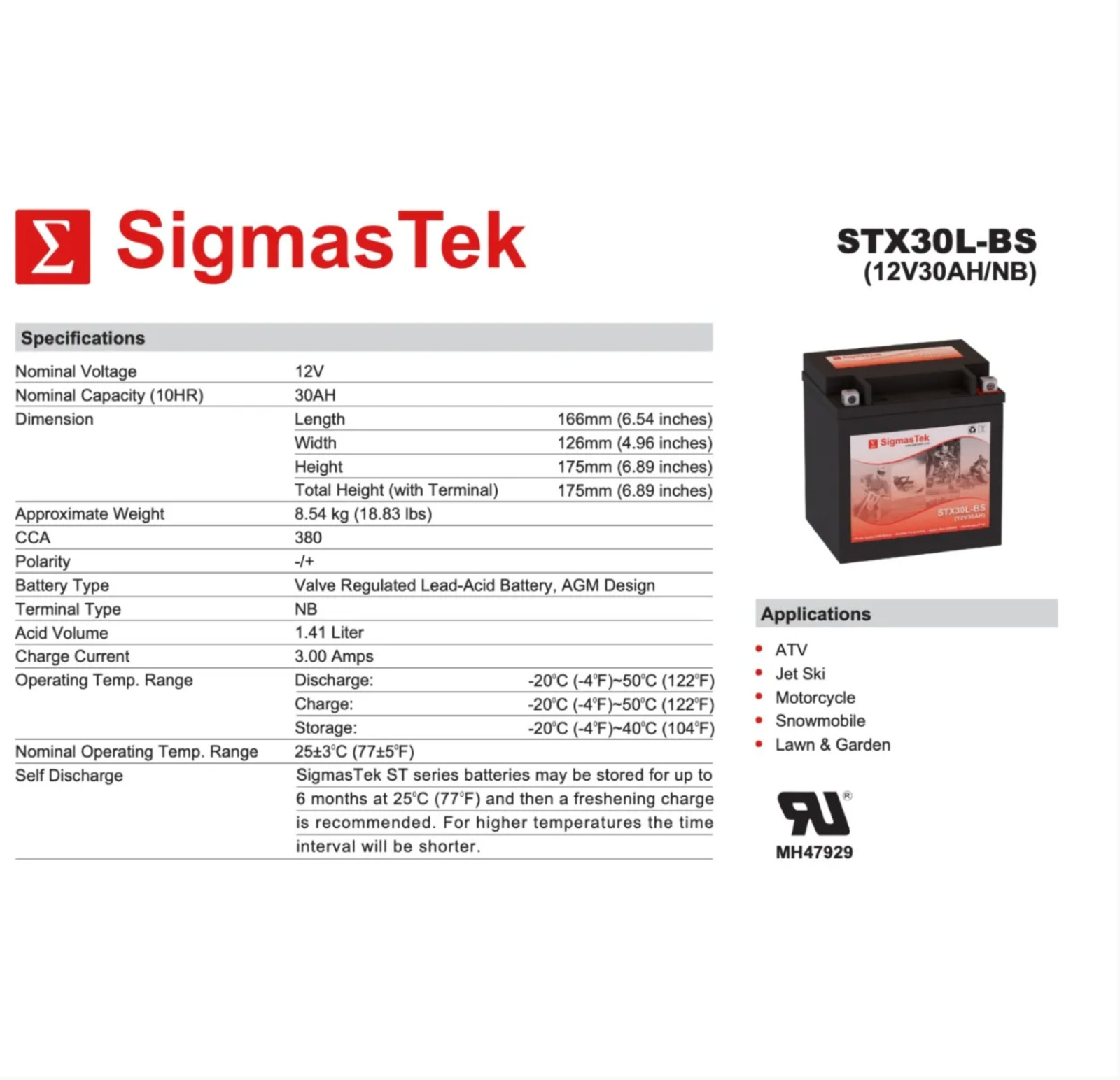 Yuasa YIX30L Battery – Replacement Battery By SigmasTek