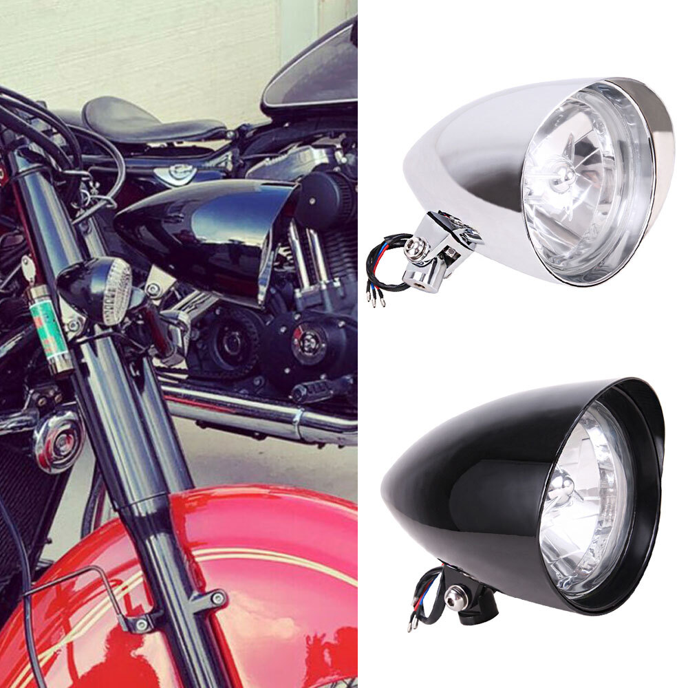 Chrome / Black Headlight Lamp Assembly fit for Sportster XL1200 Dyna Big Twins