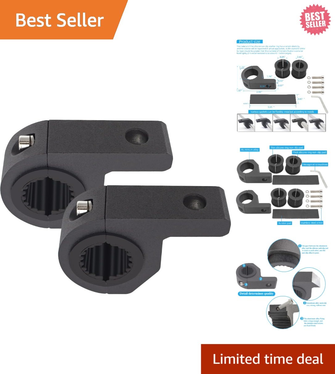 Lightweight Aluminum Clamp Set for Motorcycles & ATVs – 2 Piece Installation Kit