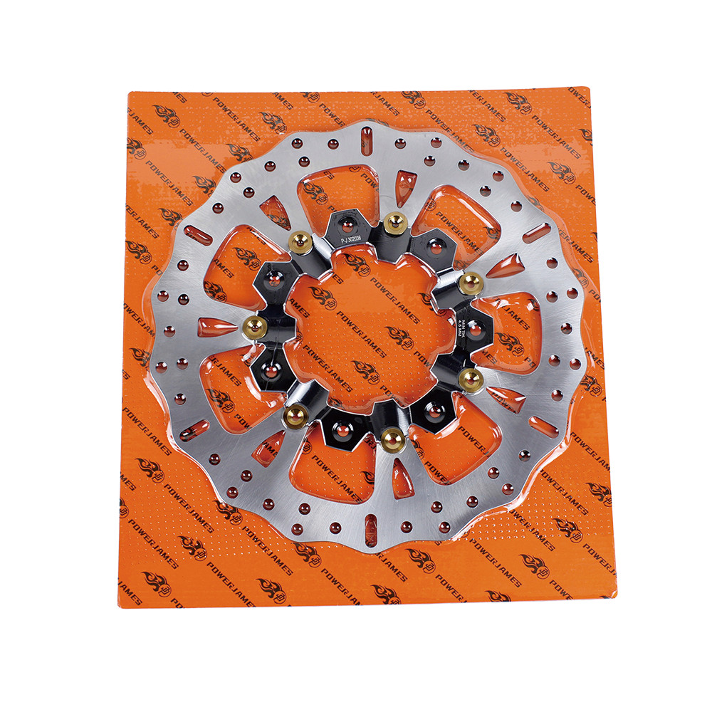 2PCS 14.0″ Black Gold Big Agitator Front Brake Rotor for Harley 09-23 Touring FL