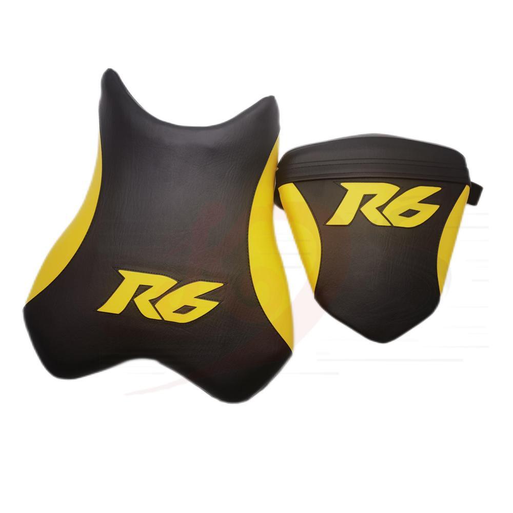 For Yamaha YZF-R6 06-07 Black+Yellow Front Rear Driver & Passenger Seat Pillion