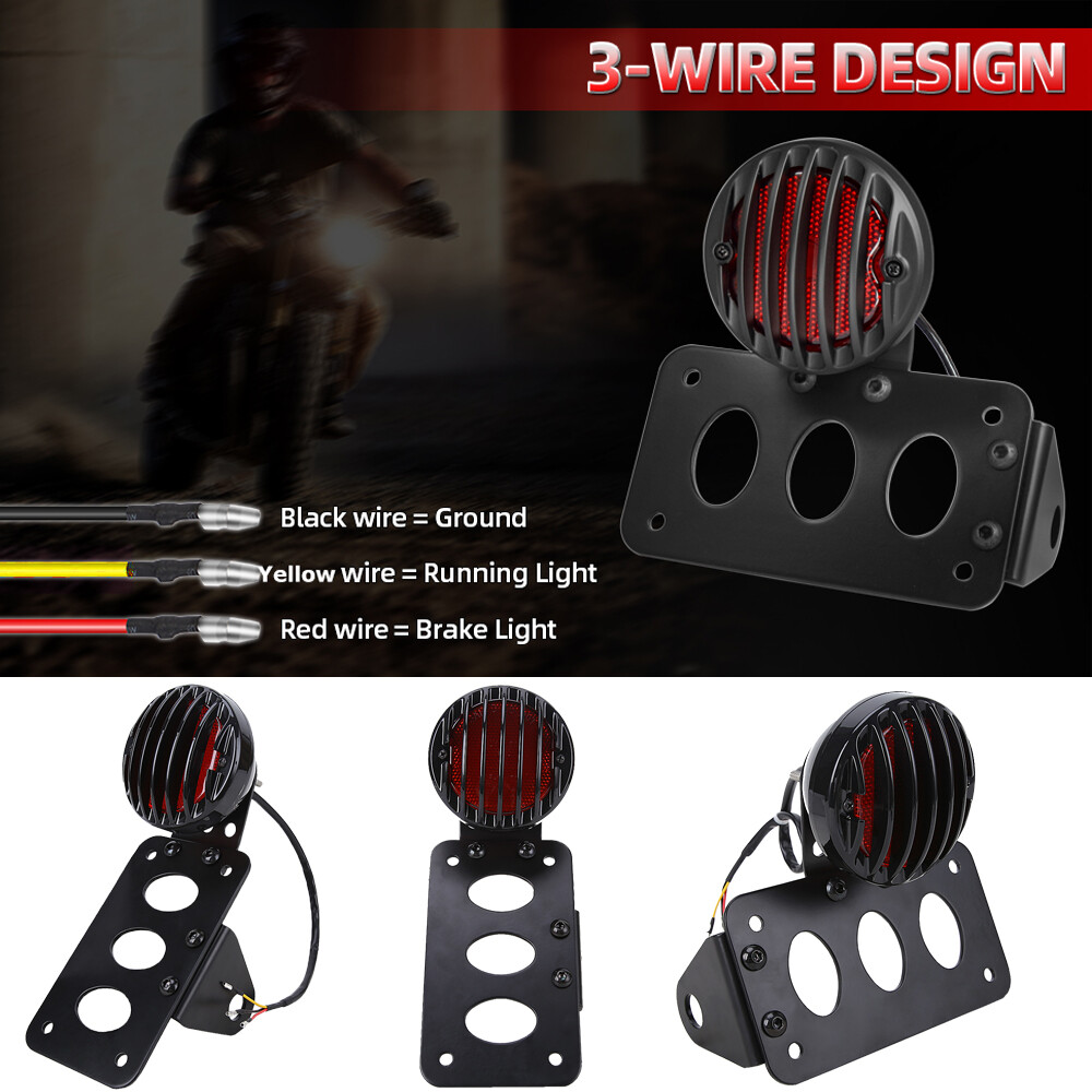 1” Motorcycle LED Tail Brake Light License Plate Bracket for Harley Honda Bobber