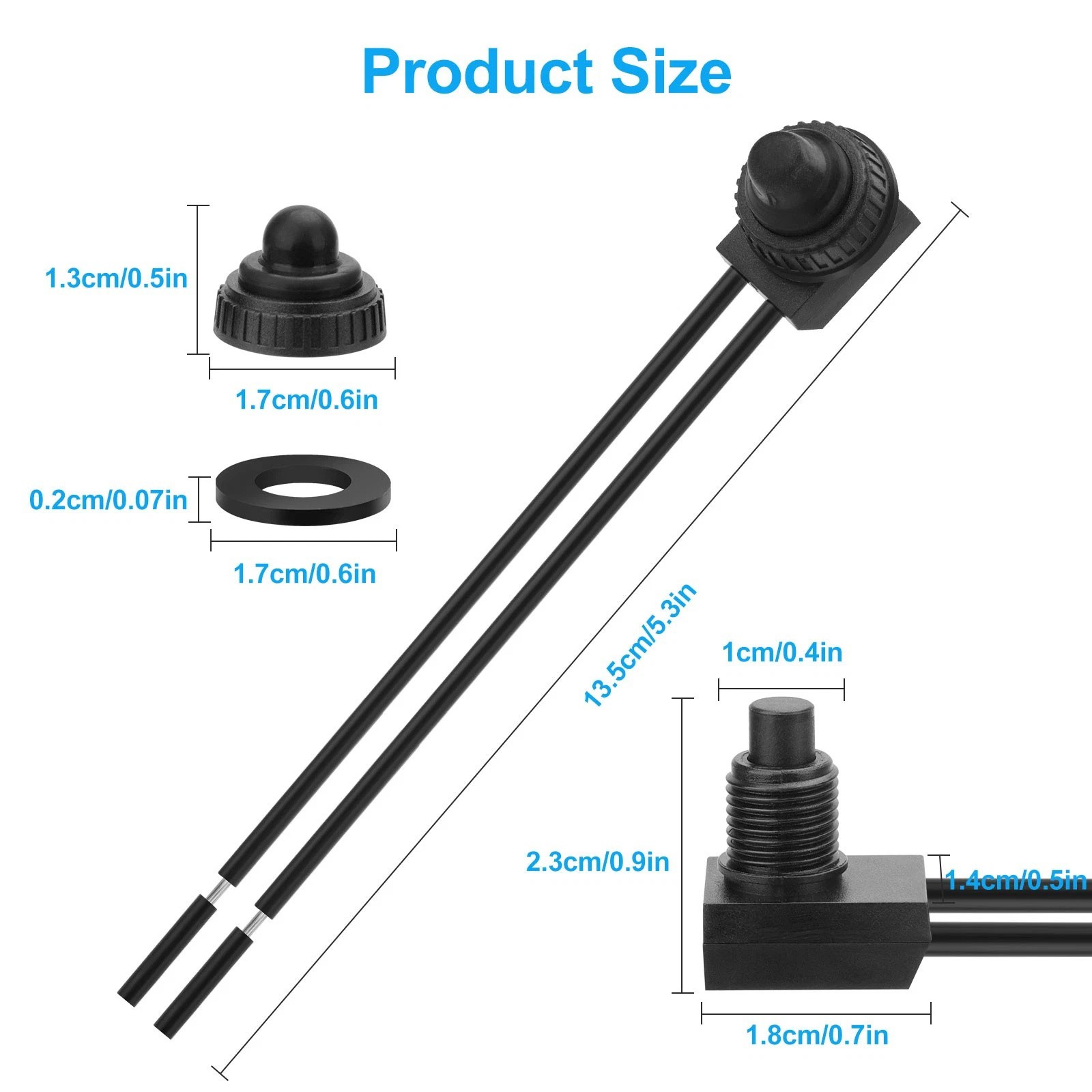10 Pieces Waterproof Push Button Switch 4.5″ Cord for IP67 LED Light Motorcycle
