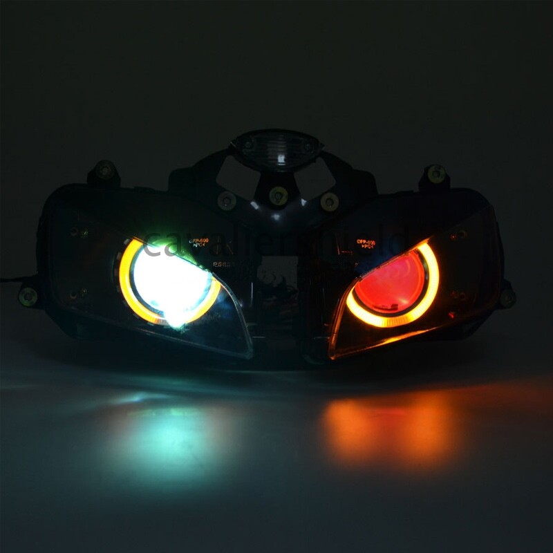 Headlight HID Assembly Projector Amber Angel Red Evil For Honda CBR600RR 03-2006